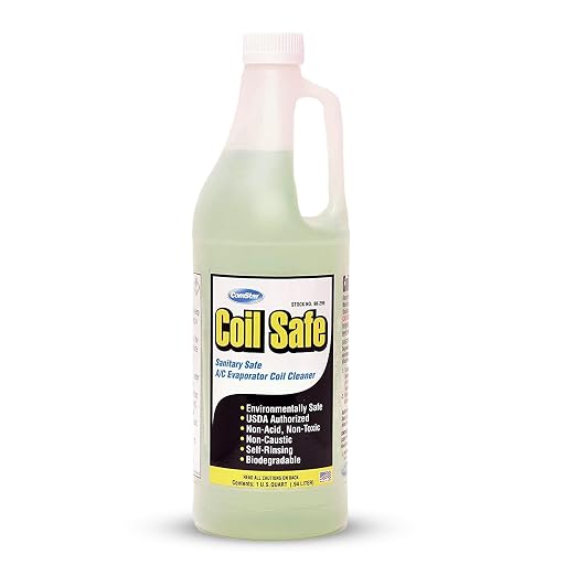 Coil Safe Evap Coil Cleaner, 1 Quart, Self-Rinsing, Neutral pH, Non-Toxic, For Commercial/Residential AC & Refrigeration Coils, Made in USA, Green, Pleasant Smell (90-299) | Self-Rinsing, Lemon Scent Neutral pH, Non-Toxic For Commercial/Residential AC,...