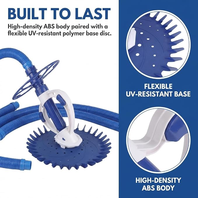Automatic Pool Cleaner for Inground & Above Ground Pools, Powerful Suction-Side Pool Vacuum Sweeper with 33FT Hose, Efficiently Climbs Walls for Spotless Cleaning