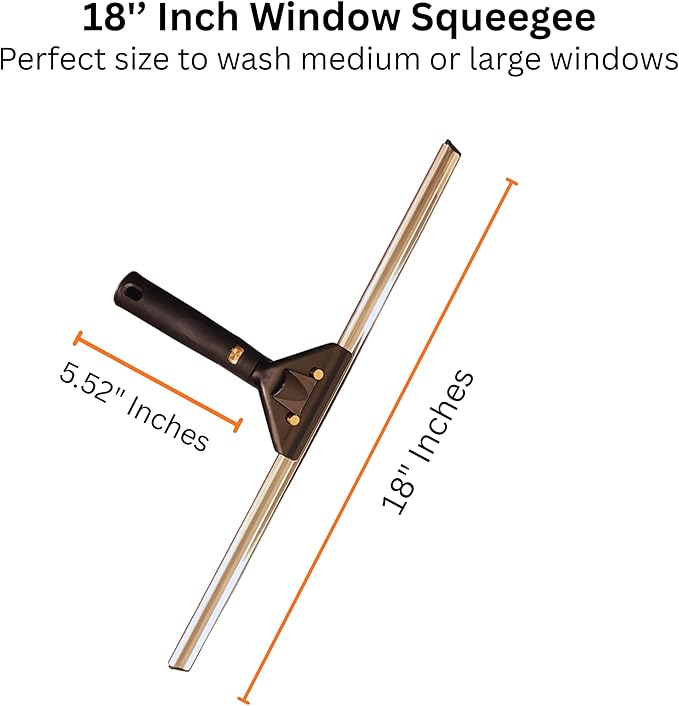 Window Squeegee 18 inch and Window Washer with Swivel Handle, Professional Window Cleaning Kit, Window Scrubber with Durable Aluminum T-Bar for Window Cleaning