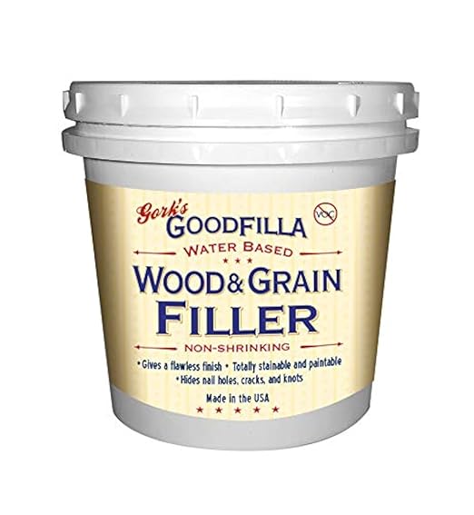 Water-Based Wood & Grain Filler (Trowel Ready) - Ebony - 1 Quart By Goodfilla | Replace Every Filler & Putty | Repairs, Finishes & Patches | Paintable, Stainable, Sandable & Quick Drying