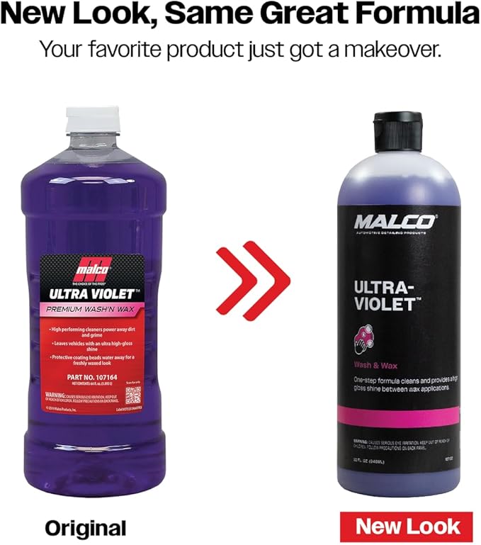 Malco Ultra Violet Premium Wash'n Wax – Best 2-in-1 Car Wash and Wax/Cleans and Provides A Durable, High-Gloss Shine in One Fast and Easy Step / 64Oz. (107164)