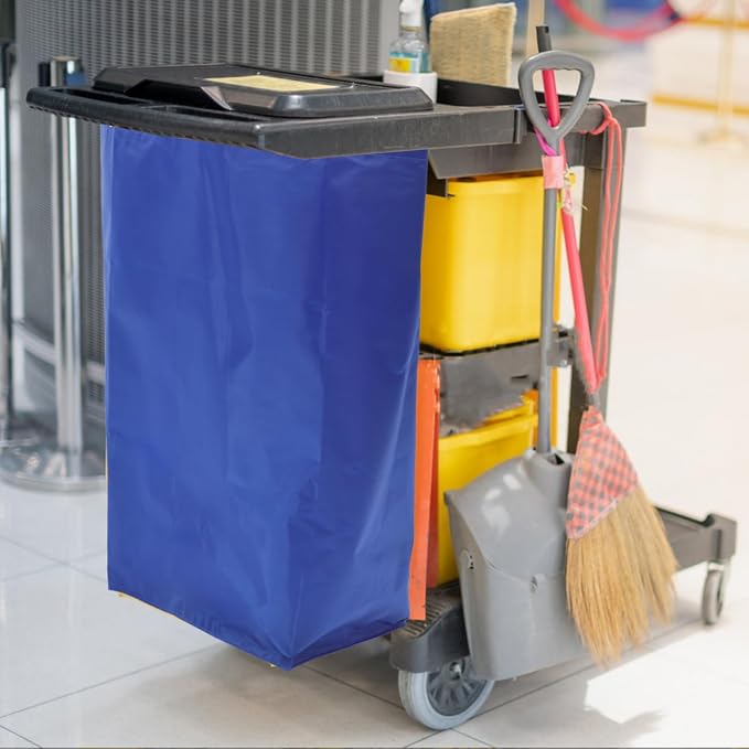 HEALLILY Janitorial Cart Bag Cleaning Bag for Housekeeping Multi-Functional Replacement Trolley Large Capacity Durable Cleaning Supply with Hooks 27X16X11 Inches