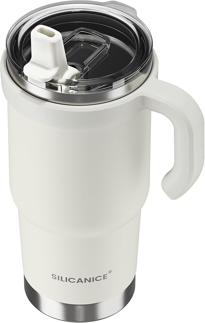 For Iced Coffee & Smoothies – Never Drink from a Moldy Lid Again: 24oz Hygienic Tumbler, 100% Leakproof Lid & Removable Foldable Spout. Reinforced Base, Fits Cup Holders-Cream