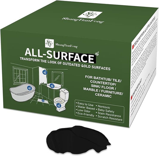Black Ceramic Tile Bathroom Wall Bathtub Paint Sink Paint Refinishing Kit (50-60sq.ft), Easy of Use Tub Resurfacing Bathroom Sink Kitchen Countertop, Low Odor No Toxic Tub And Tile Refinishing Kit