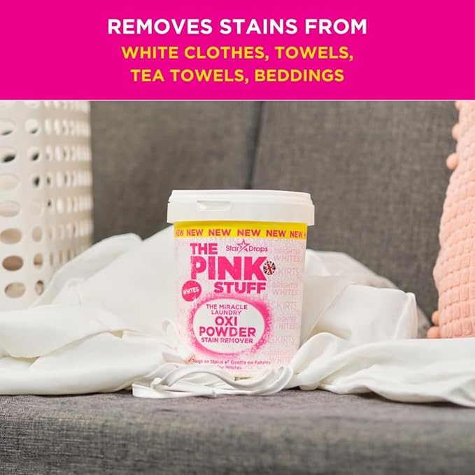 Stardrops - The Pink Stuff - The Miracle Laundry Stain Removing Kit - Oxi Powder Whites - Oxi Colors - Oxi Stain Spray (1 White's Powder, 1 Color's Powder, 1 Stain Remover), 3 Piece Set (PSLWCS)