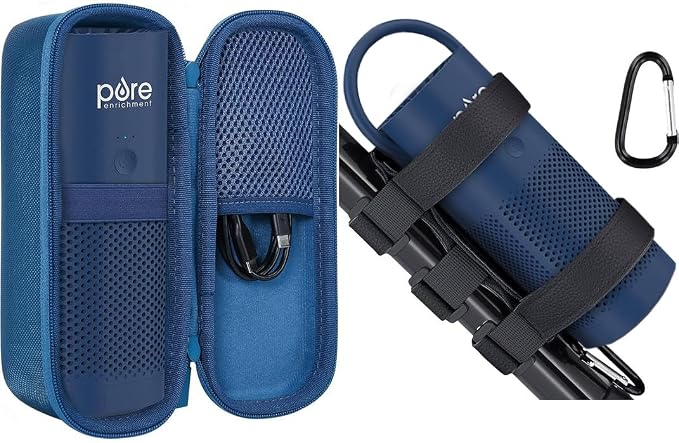 co2CREA Hard Case + Adjustable Monut Strap Bundle for Pure Enrichment PureZone Mini Portable Air Purifier – Protective Carrying Case with Multi-Purpose Mount for Car, School & Office Use