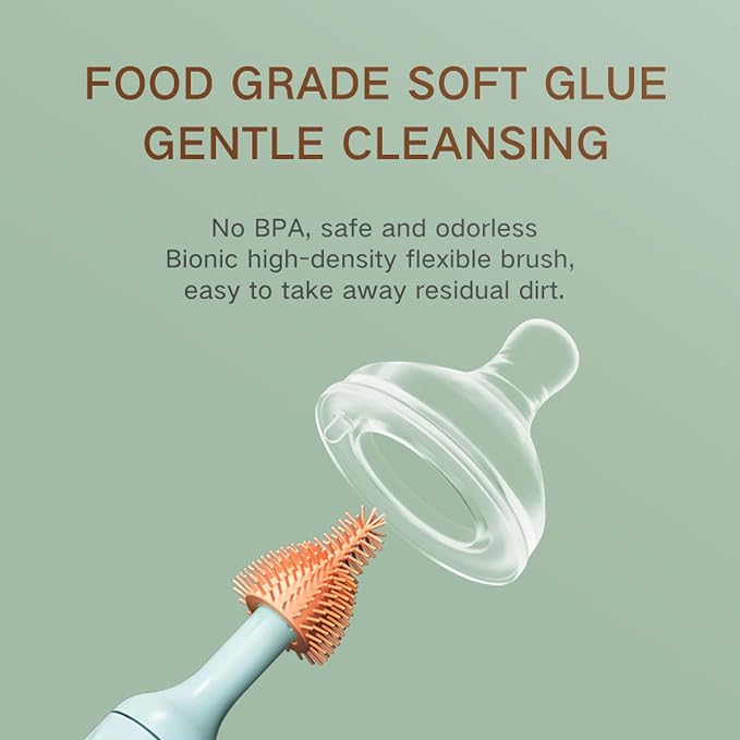 Garosa Electric Bottle Brush Cleaner Electric Baby Bottle Brush Cleaning Brush Set with 2 Speeds Rotating Silicone Bottle Pacifier Straw Brush Cleaner (Blue)