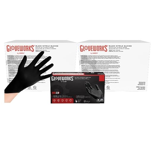 GLOVEWORKS Black Nitrile Gloves for Cooking, Food Prep, Disposable, 5 Mil, For Professional Cleaning, Large, 2 Cases of 1000
