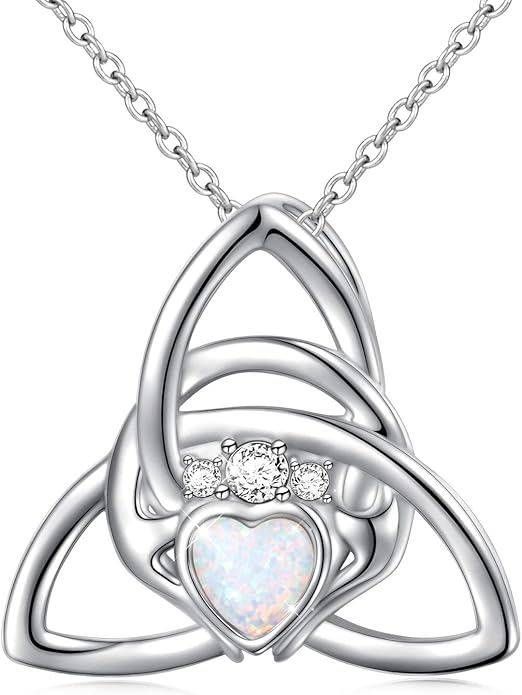 FLYOW 925 Sterling Silver Good Luck Irish Jewelry Celtic Knot Pendant Necklace for Women Birthday Graduation Gift