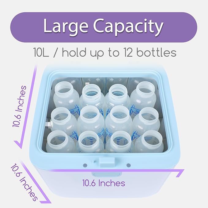 Papablic 4-in-1 UV Light Sanitizer and Dryer, Large Capacity UV-C Cleaner Sanitizing Box with Dual Lamps, for Baby & Whole Family Use, Touch Control