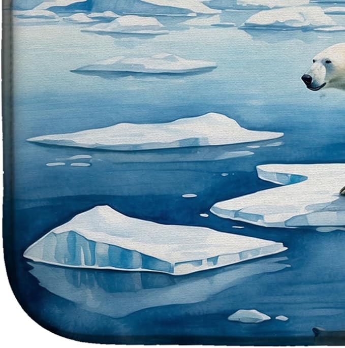 Caroline's Treasures Polar Bear on the Ice Dish Drying Mat Absorbent Dish Drying Mat Pad for Kitchen Counter Dish Drainer Mat for Countertop, 14 x 21", Multicolor