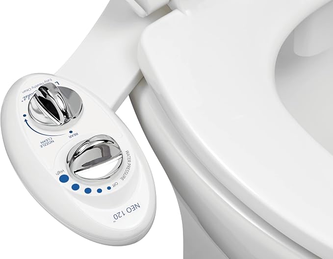 LUXE Bidet NEO 120 - Value 2-Pack Bidet Attachments, Self-Cleaning, Non-Electric (White & Blue)