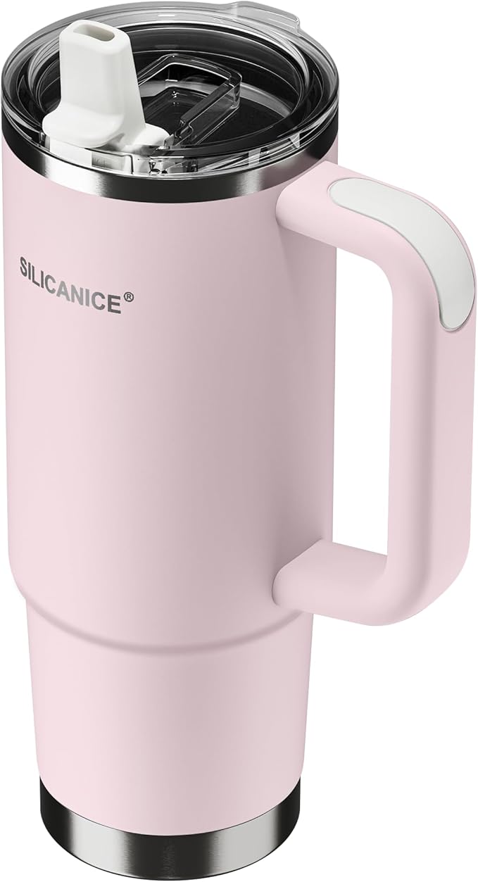 For Travel & Gym – Never Drink from a Moldy Lid Again: 30oz Hygienic Tumbler, 100% Leakproof Lid & Removable Foldable Spout. Reinforced Base, Fits Cup Holders- Pink Sand
