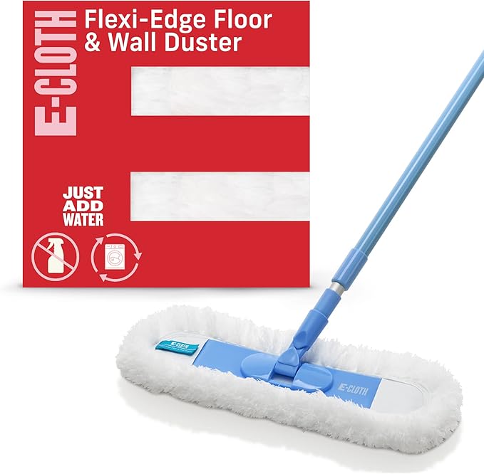 E-Cloth Flexi-Edge Floor & Wall Duster Head - Reusable Microfiber Dust Mop Replacement for Floor Cleaning, Traps Dust, Pet Hair & Debris, Washable, Hardwood, Tile, Wood, & Laminate - 1 Pack