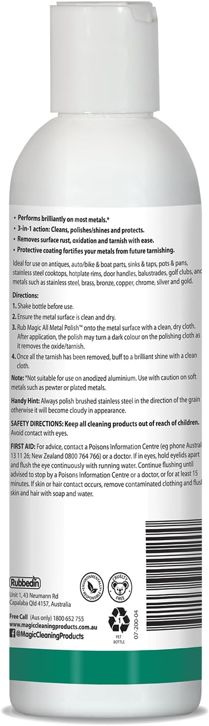 Magic All Metal Polish Removes Tarnish, Oxidation, Corrosion & Surface Rust, Leaving a Protective Coating, Ideal for Antiques, Jewelry and more 3 x 6.7floz