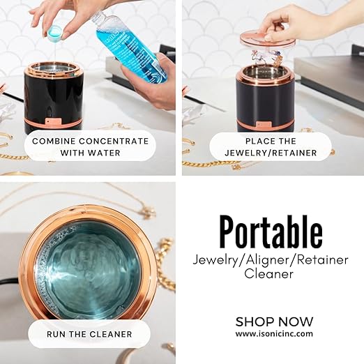 iSonic® Ultrasonic Jewelry Cleaner D1800-BR with Cleaning Solution Concentrate CSGJ01, 110V