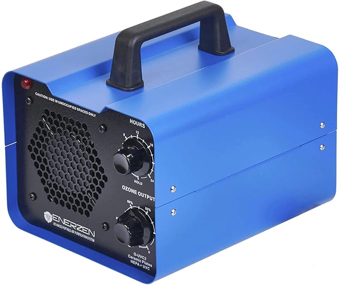 Enerzen O-UVC2 - UV Light + 70,000 mg/h Industrial Ozone Generator for Eliminating Odors - O3 Machine Air Ionizer Deodorizer for Home, Room, Smoke, Cars, and Pets