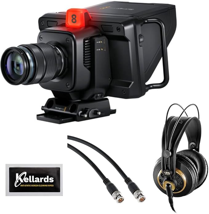 Blackmagic Design Studio Camera 4K Plus G2 Bundle with AKG Pro Audio K240 Professional Studio Headphones, Pearstone 50' SDI Video Cable and Anti-Static Screen Cleaning Wipes (5-Pack)