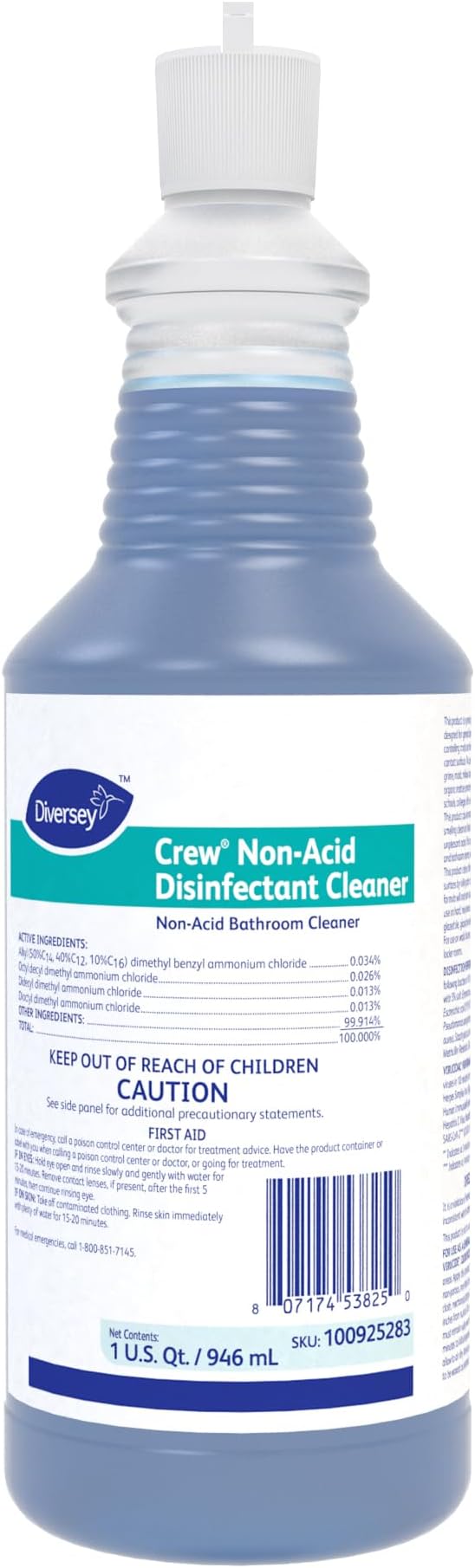 CREW Diversey 100925283 Neutral Non-Acid Bowl & Bathroom Disinfectant, 32 oz Squeeze Bottle, 12/CT | Ready to Use, Fresh Scent, Toilet Bowls, Urinals, Shower Rooms, Locker Rooms, Hard non-porous Surfaces