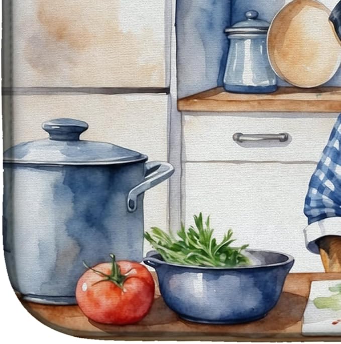 Caroline's Treasures DAC6211DDM Bluetick Coonhound The Chef Dish Drying Mat Absorbent Dish Drying Mat Pad for Kitchen Counter Dish Drainer Mat for Countertop, 14 x 21", Multicolor