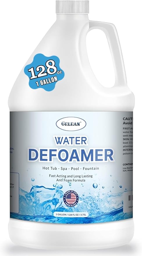 Hot Tub Defoamer - Pool, Fountain, Spa Anti Foam Defoamer -128oz- Eco Friendly & Safe Water Anti Foam - Quickly Removes & Prevents Foam - Silicone Emulsion HotTub Chemicals Made in USA,