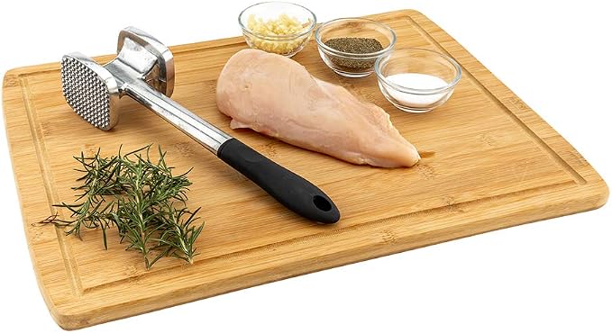 Restaurantware Met Lux Meat Tenderizer 1 Double-Sided Meat Mallet - Textured Surface Smooth Surface Aluminum Meat Pounder Ergonomic Handle For Tenderizing Steak Or Poultry
