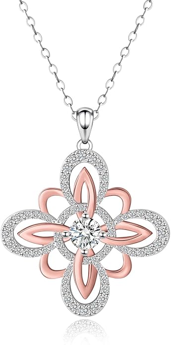 Witch Knot Necklace for Women- 925 Sterling Silver 0.5CT 5mm Moissanite Nudo De Bruja Witch Pendant Celtic Jewelry Gift for Women