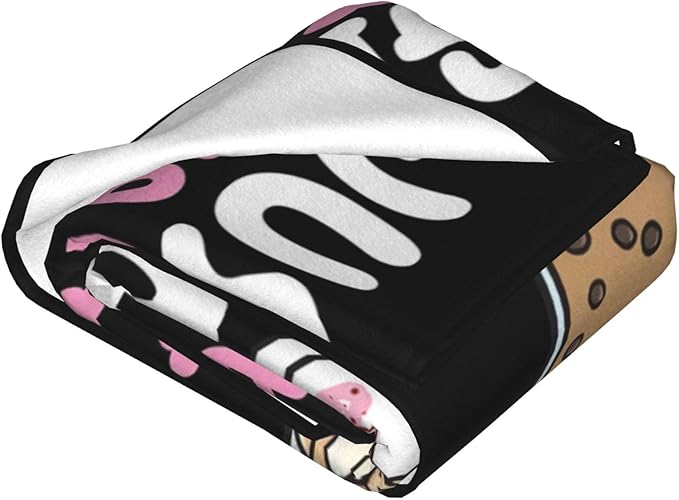 Ramen Blanket Just A Girl Who Loves Ramen and Boba Throw Blanket Super Warm Soft Plush Lightweight Fleece Flannel Ramen Noodles Blanket Gifts for Girls Baby Kids Women for Sofa Couch Bedding 50"X60"