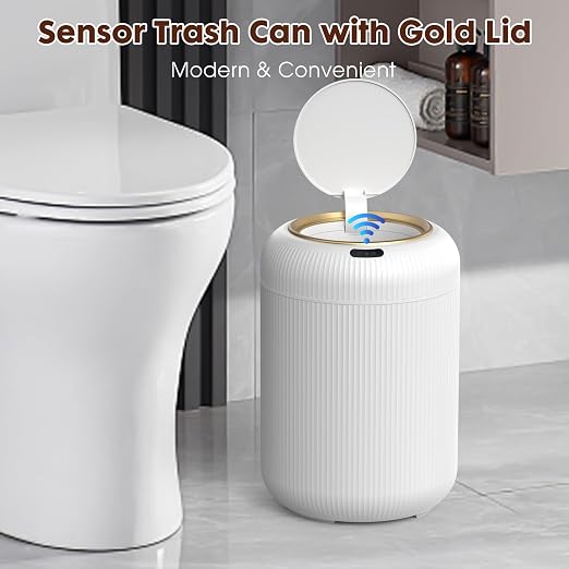 Procade Motion Sensor Trash Can with Lid, 3 Gallon Electric Bathroom Garbage can, Small White Wastebasket Touchless Trash Bin,Automatic Mini Trashcan for Bedroom,Toilet, Office, rv, Livi