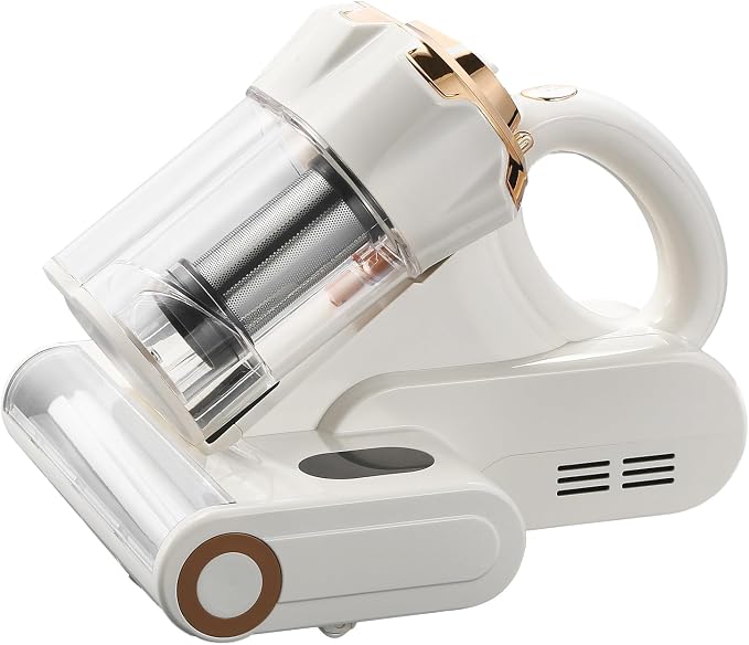 VEVOR Mattress Vacuum Cleaner, 550W Bed Vacuum Cleaner with 18Kpa Powerful Suction and Dual Dust Bin, HEPA Filter & Heating, Ultrasound Tech & Cleaning Lights, Handheld for Bed, Sofa, Corded, White