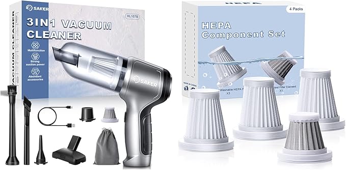 Saker Mini Vacuum Cleaner for Car 3 in 1 Vacuum Cleaner Original Filter