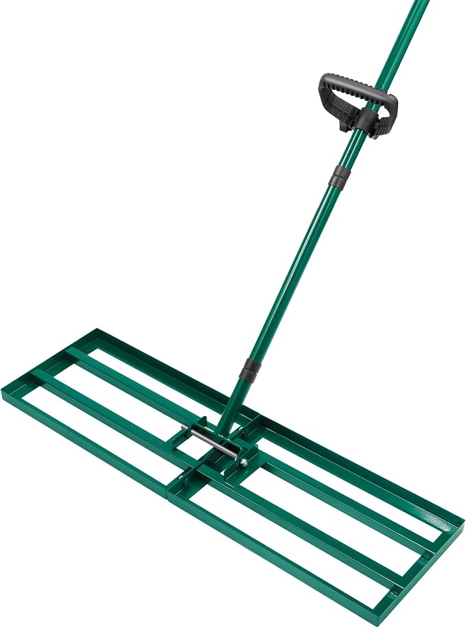 Lawn Leveling Rake 30x10'', Yard Leveling Rake for Soil with Adjustable Handle, Stainless Steel Lawn Leveler Tool for Garden, Backyard, Farm, Golf Course