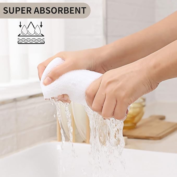 Kitinjoy 100% Cotton Waffle Weave Kitchen Hand Towels (13 X 28 Inches, White), 8-Pack Super Soft and Absorbent Dish Towel for Drying Dishes