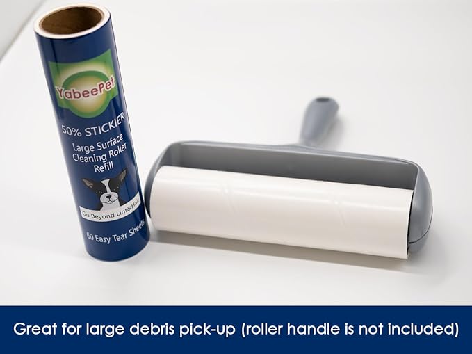8 inch Large Surface Roller Refill for Scotch-Brite 50% Stickier Lint Roller, Works Great On Pet Hair (60 Sheets per Roll, 6 Pack)