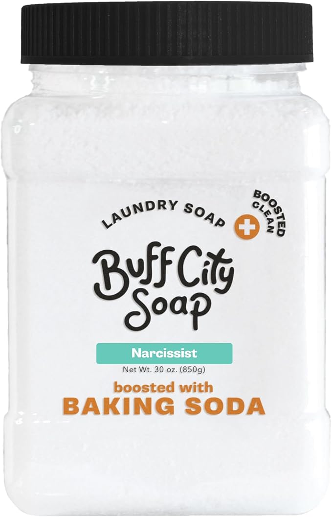 Buff City Soap - Powder Laundry Soap Plus - Made With Simple, Plant-Based Ingredients & Boosted With Baking Soda - Sandalwood, Patchouli, Raspberry, & Peach Scented Laundry Detergent - Narcissist
