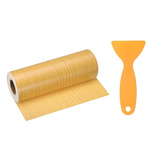 HARFINGTON Wood Grain Repair Tape 6 Inch x 33ft Self Adhesive Repair Patch Tape Simulated Wooden Floor Tapes with Plastic Scraper for Tables Doors Windows Furniture, Oak