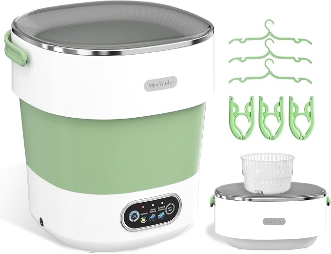 JUJOJB Portable Foldable Mini Washing Machine for Delicates & Small Loads | Portable 20L foldable washer with spin basket 3 wash modes. Ideal for baby clothes, underwear, dorms, RVs