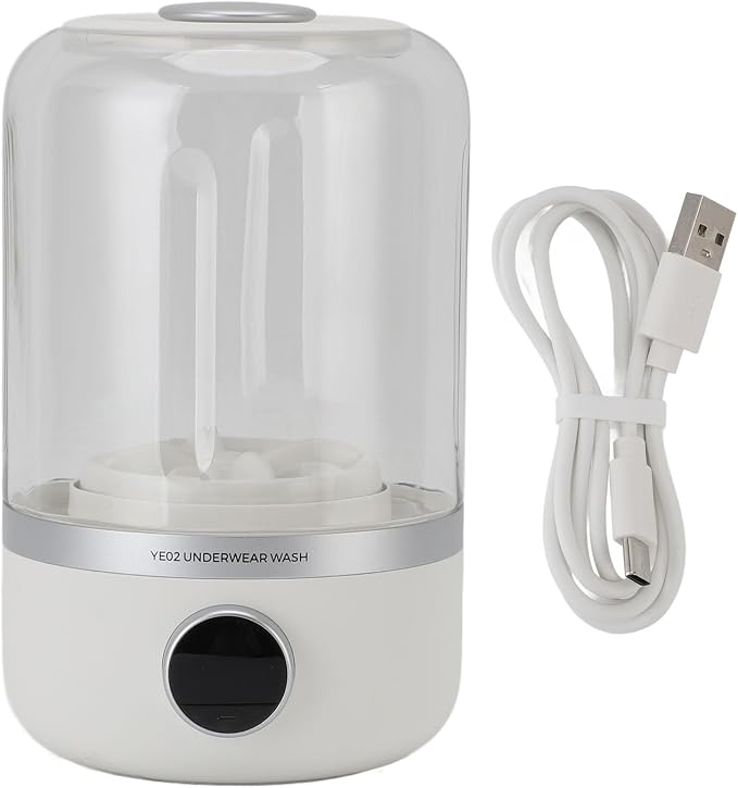 GLOGLOW Mini Washing Machine, Portable Lightweight Transparent Washing Machine 10W Quiet Rechargeable Mini Laundry Washer for Underwear Baby Clothes and Small Items