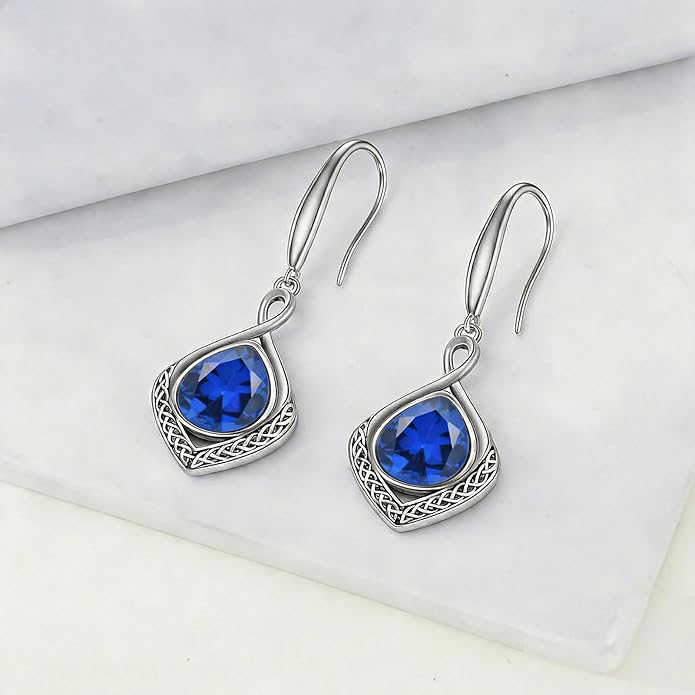 PELOVNY Celtic Knot Filigree Earrings for Women 925 Sterling Silver Moss Agate/Birthstone Infinity Earrings Birthday Christmas Jewelry Gifts for Mom Daughter Wife Sister