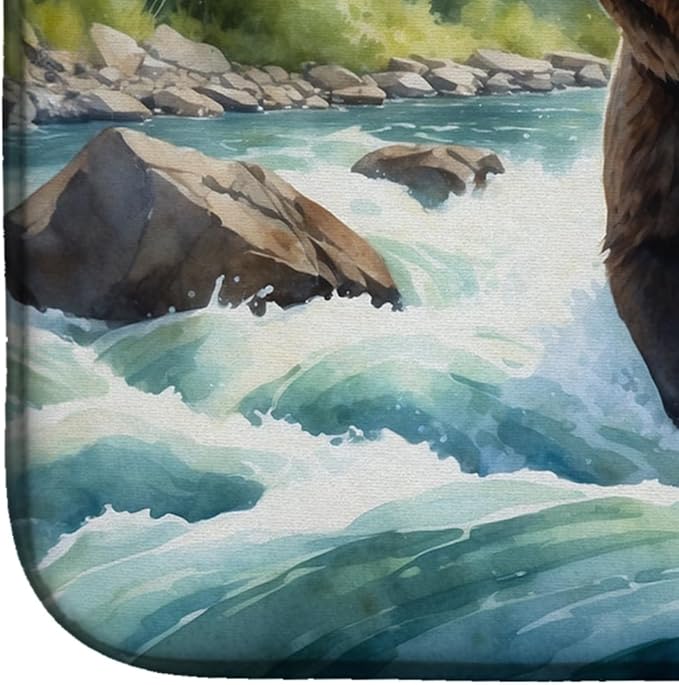 Caroline's Treasures Alaskan Wilderness Grizzly Bear Dish Drying Mat Absorbent Dish Drying Mat Pad for Kitchen Counter Dish Drainer Mat for Countertop, 14 x 21", Multicolor