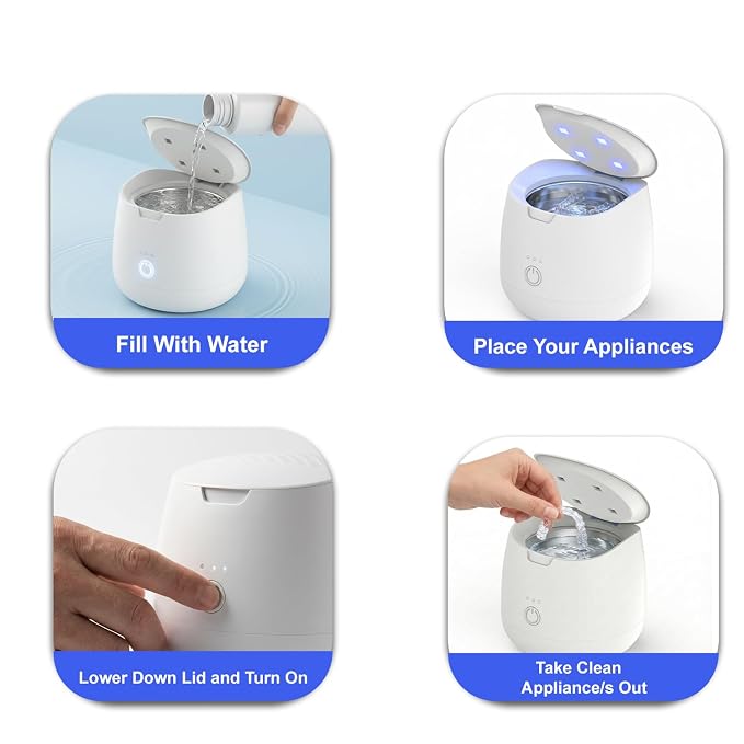New Releafia – Ultrasonic Denture Cleaner Machine With UV-C Lights | Aligner Cleaner, Mouth Guard Cleaner, Denture Cleaner & Night Guard Cleaner | 45000 kHz Dental Cleaning Pod for Retainers