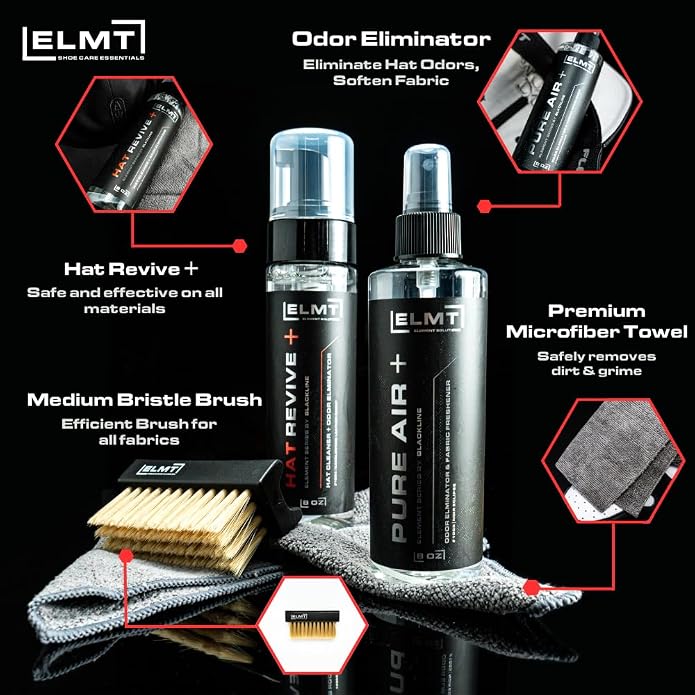 Blackline ELMT Hat Cleaning Kit — 5-in-1 Hat Cleaner for Baseball Caps, Cotton, Wool — Quick-Drying, US-Made, Cleans 50+ Hats