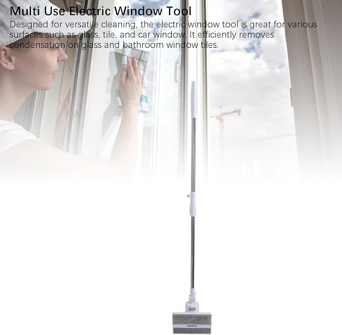 Electric Glass Vacuum Cleaner, Electric Window Vacuum Cordless Handheld Window Cleaner with 180 Degree Adjustable & Telescopic Pole USB Rechargeable Glass Tool Set