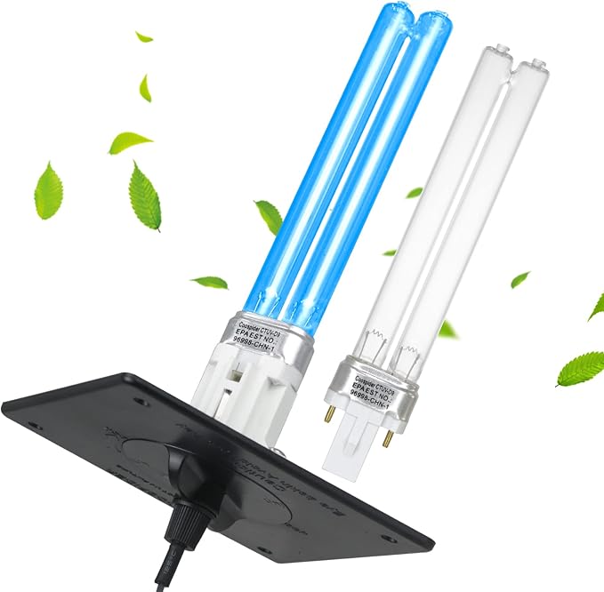 COOSPIDER 9W HVAC UV Light Lamp, Air Purifier for Whole House, UVC Light in Duct for AC Duct with 1 Spare Bulb, 253.7nm Wavelength Ozone Free 110V (CTUV-D9)