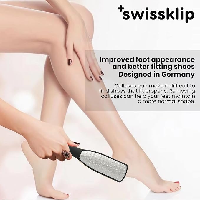 Swissker by Swissklip Foot File Callus Remover for Feet I A Perfect Heel Scraper for Cracked Heels I Luxurious Foot Scraper for Callus Removal and Dead Skin Remover for Feet (1 Pack)