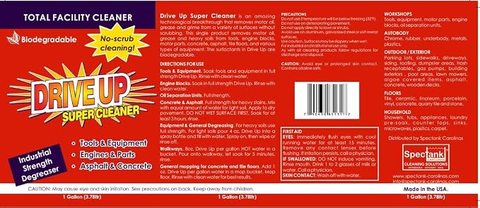 Concentrated Degreaser 1 x 1 gal, Multi Surface, Safe Degreaser, Remove Motor Oil from Concrete, Industrial Strength