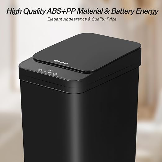 FRESHLIX Bathroom Trash Can, 2.6 Gallon Automatic Motion Sensor Touchless Garbage Can, Waterproof Trash Bin with Lid, Narrow Small Waste Bin for Kitchen, Office, Bedroom, Black, 3 Pack