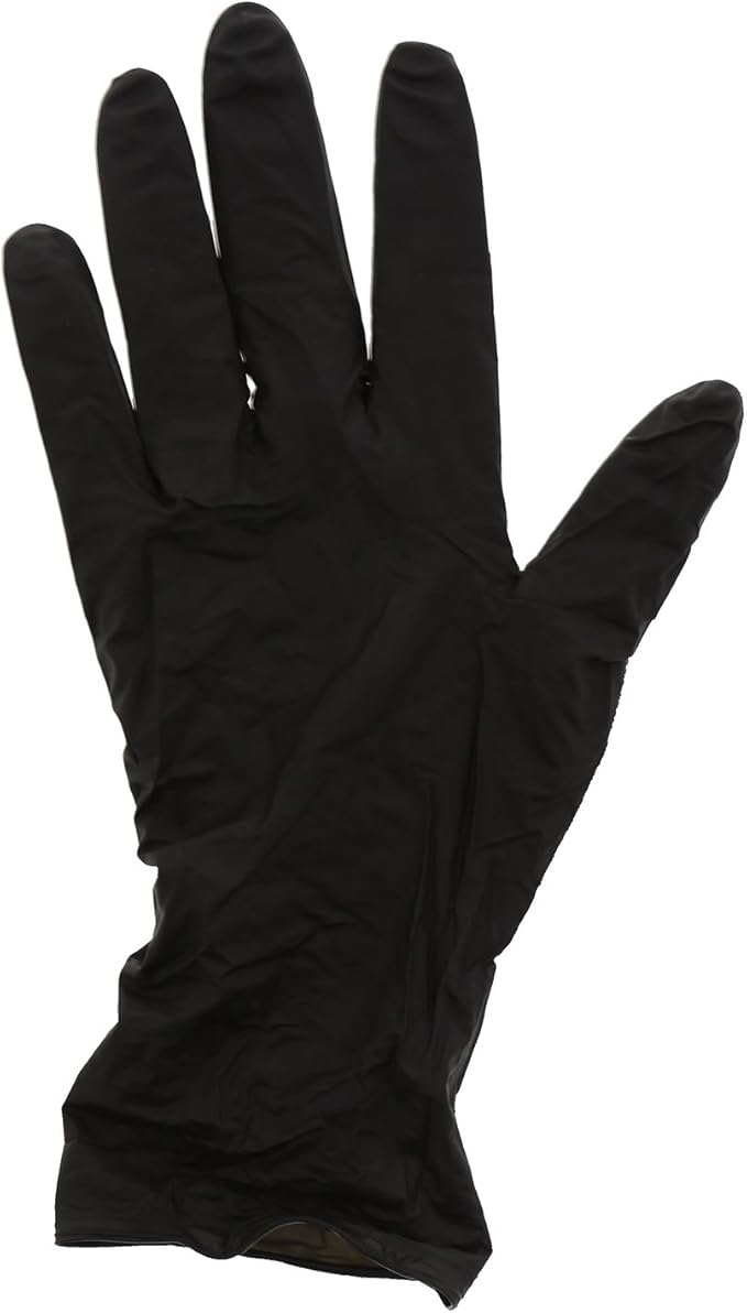 AmerCareRoyal Black Widow Nitrile Latex Free Disposable Gloves - Powder-Free, Exam Grade Gloves with Textured Grip - Extra Large, Black, Case of 1000