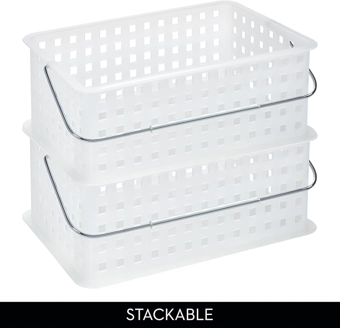 iDesign Portable Shower Caddy Basket with Handle | Clear/Frost, For Dorm or Bathroom, Made in USA