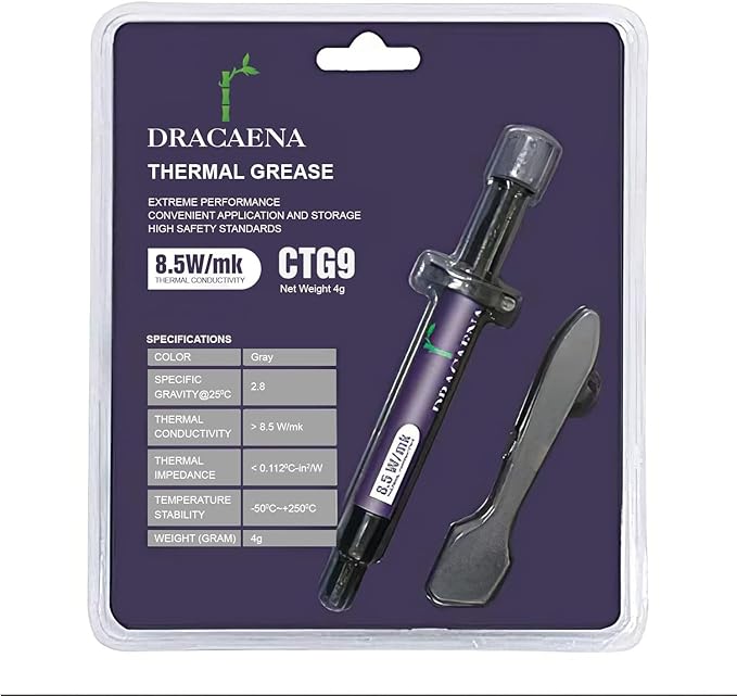 Dracaena.io 10 Pack of 4g Carbon-Based Thermal Paste, High-Performance Compound for CPUs, Consoles, GPUs, Laptops. Thermal Interface Material-CT9, High Conductivity, Long Durability, Non-Conductive